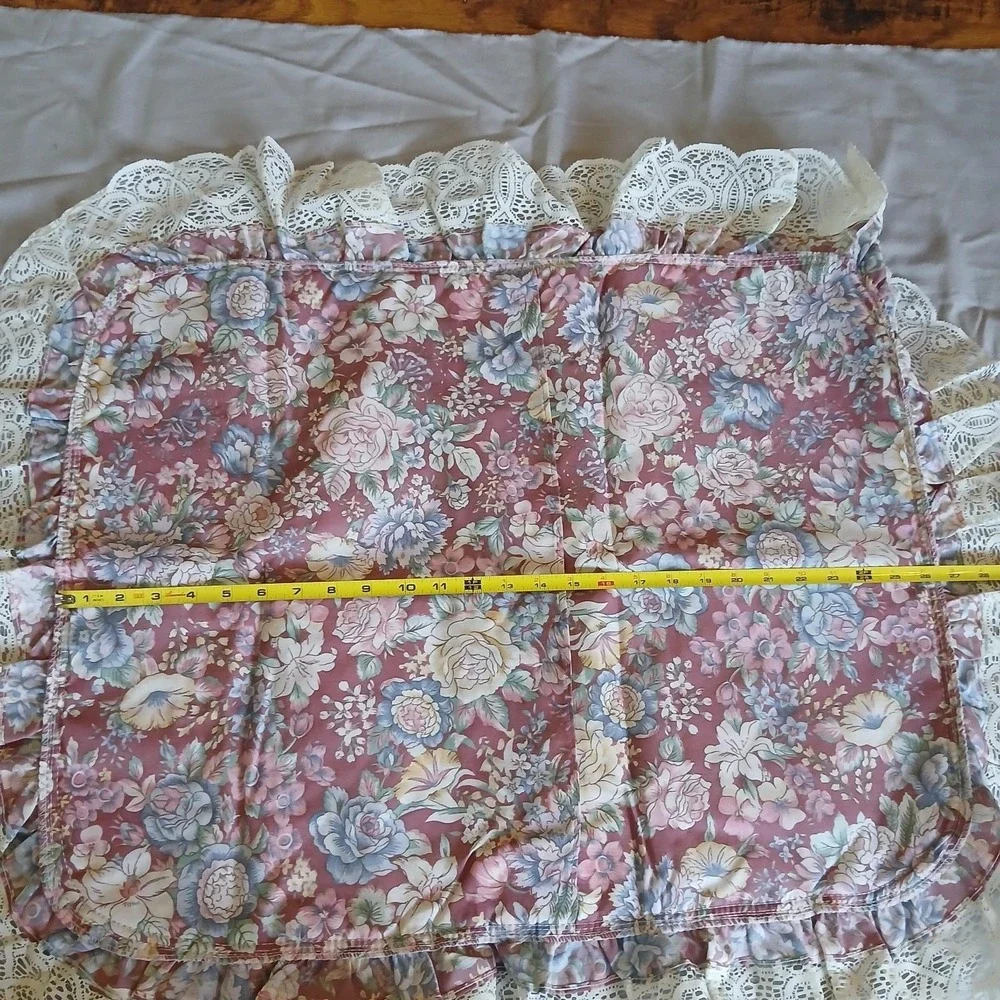 Vtg JC Penney Pillow Sham Pink Floral Eyelet Lace Trim Ruffle Mauve Alyssa NOS